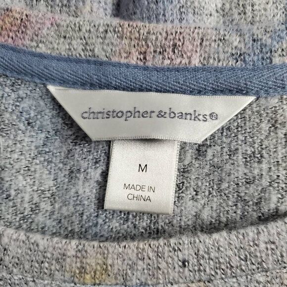Christopher & Banks Women’s Pastel Print Knit Sweater Long Sleeve Medium - Picture 4 of 7